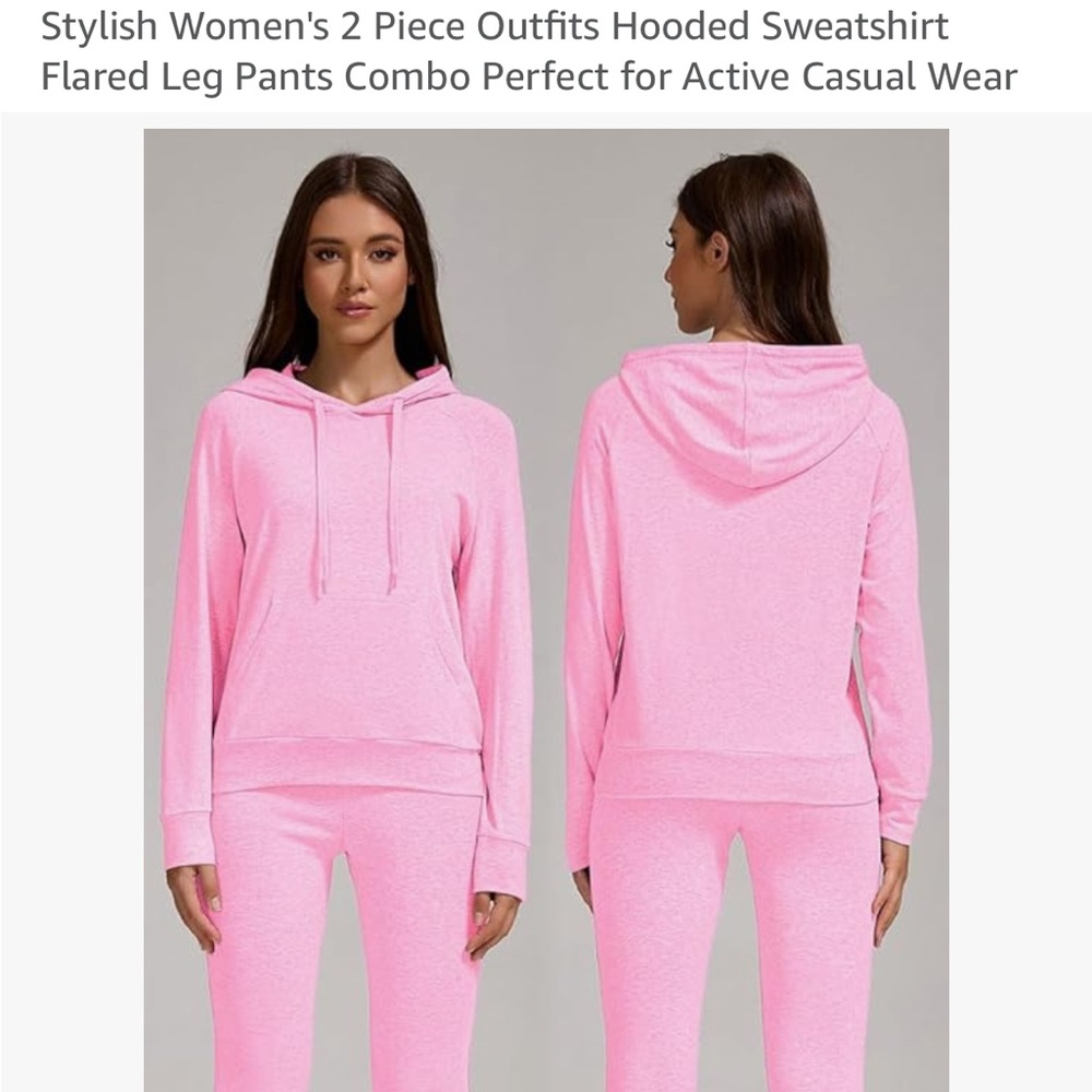Pink Hooded Sweatshirt and Flared Pants Set